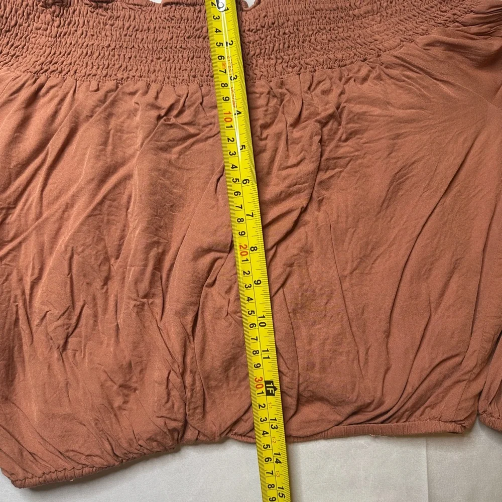 Cotton Candy LA Terracotta Lace-Up Peasant Top Blouse Boho Festival - Picture 11 of 11